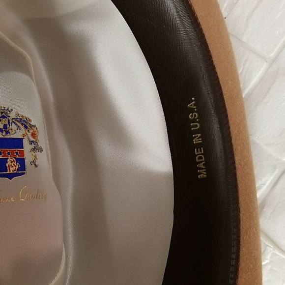 Shin Jin N.Y USA Vintage Fedora Wool Hat Tan S Small Fedora 100% Wool Hat Size L - Picture 5 of 8